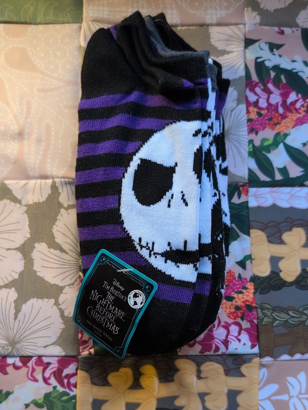 The Nightmare Before Christmas Jack Skellington Ankle Socks - Purple & Black